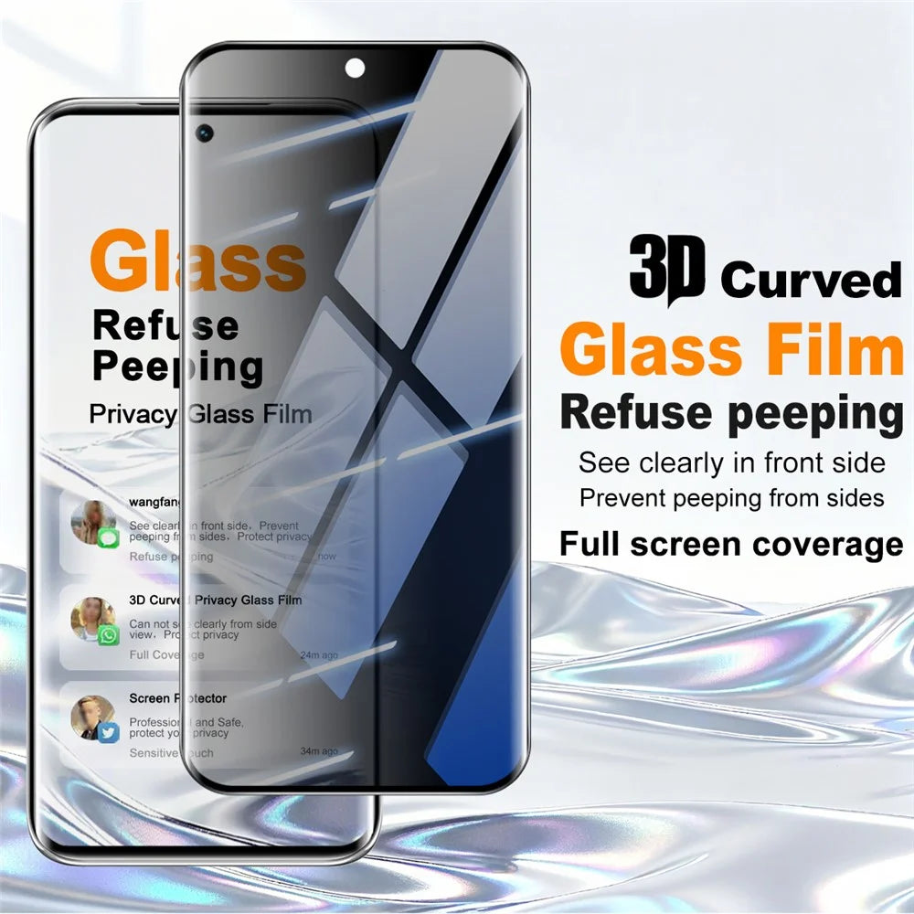 IMAK For TECNO Spark 40 Pro+ 4G Anti Spy Screen Protector Full Cover Side Glue Tempered Glass Film - Black - 2