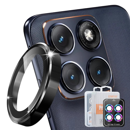 ENKAY HAT PRINCE For Motorola Edge 70 Fusion+ 5G / Edge 70 Fusion 5G Camera Lens Protector Metal Ring Lens Film - Black - 1