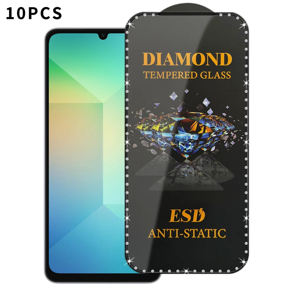 For Samsung Galaxy A06 5G / Galaxy A06 4G 10Pcs Tempered Glass Diamond Silk Printing Full Screen HD Anti-Static Screen Protector - Transparent - 1