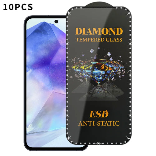 For Samsung Galaxy A55 5G 10Pcs Tempered Glass Diamond Silk Printing Full Screen HD Anti-Static Screen Protector - Transparent - 1