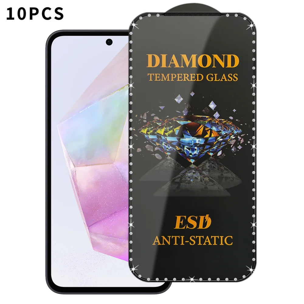 For Samsung Galaxy A35 5G 10Pcs Tempered Glass Diamond Silk Printing Full Screen HD Anti-Static Screen Protector - Transparent - 1