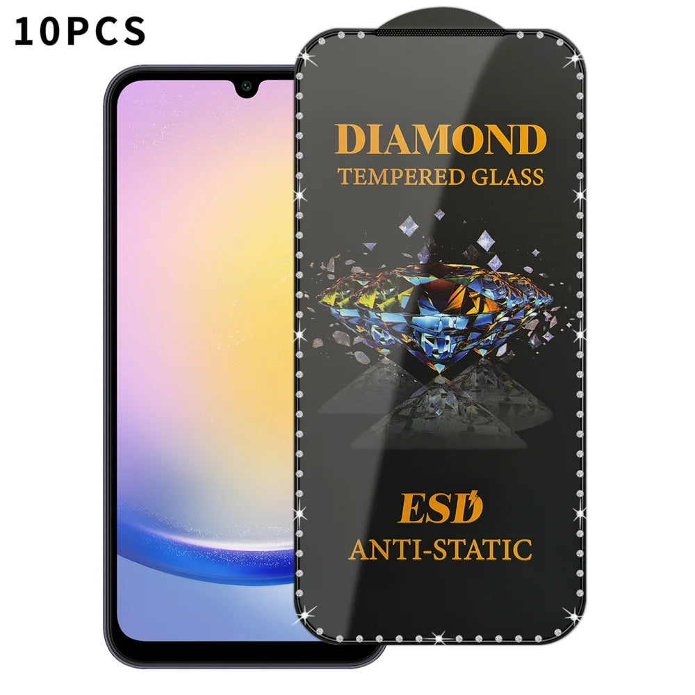 For Samsung Galaxy A25 5G (Global) (161mm) 10Pcs Tempered Glass Diamond Silk Printing Full Screen HD Anti-Static Screen Protector - Transparent - 1
