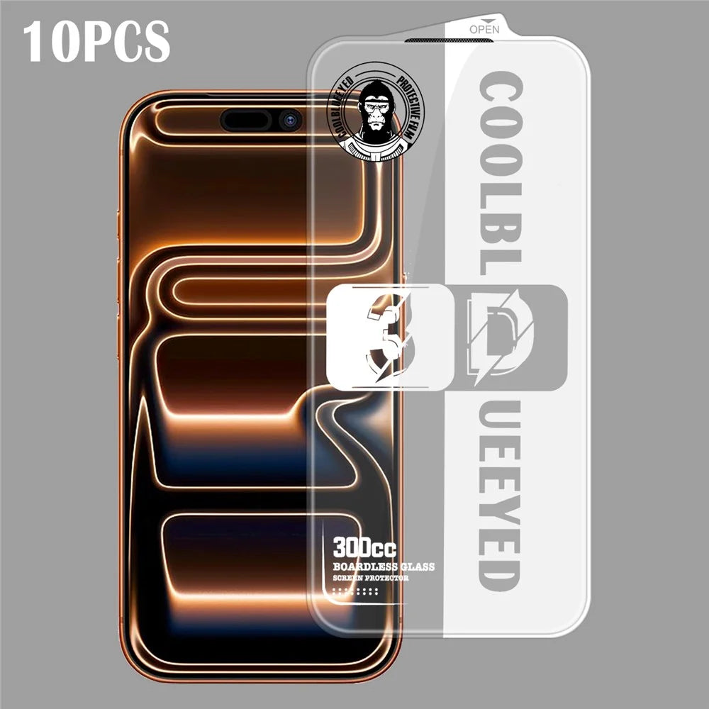 10Pcs For iPhone 18 Pro Max / 17 Pro Max Tempered Glass 3D Full Coverage 300CC Edgeless Anti Static Screen Protector - Transparent - 1