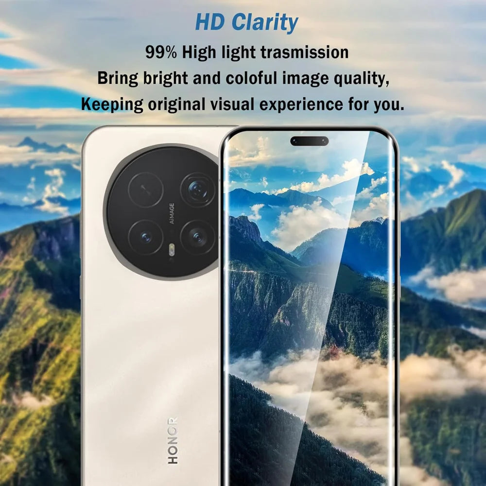 For Honor Magic8 Pro 5G HD Full Screen Protector Silk Printing Black Edge High Aluminium-silicon Glass Film - As Shown - 5