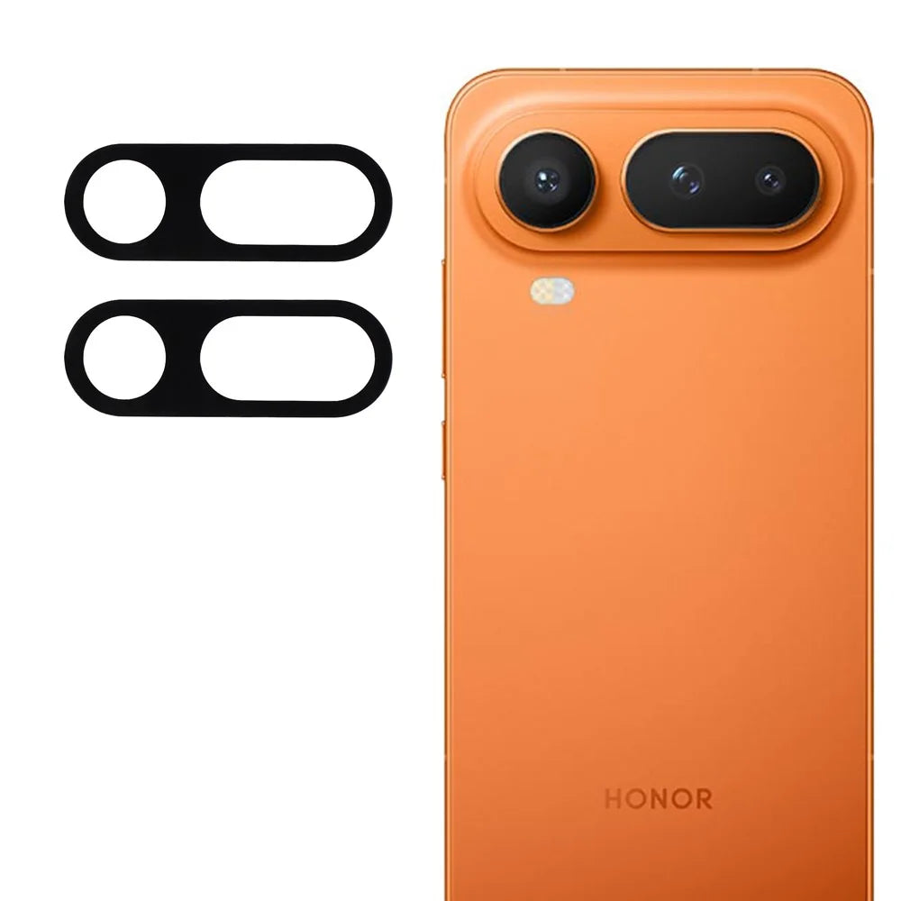 2Pcs For Honor Magic8 Pro Air 5G Full Coverage Camera Lens Protector Silk Printing Tempered Glass Lens Film 3D Arc Edge - Black - 1
