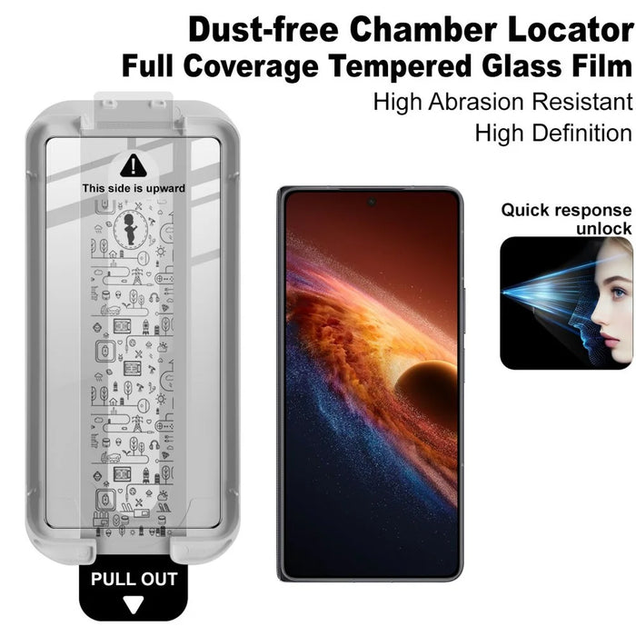 IMAK Tempered Glass For Honor Magic V6 5G Full Screen Protector Full Glue Film with Dust-free Installation Tool - Black - 3
