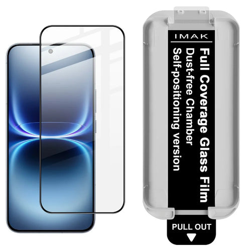 IMAK Tempered Glass For vivo iQOO 15 Ultra 5G Full Screen Protector Full Glue Film with Dust-free Installation Tool (Fingerprint Unlock) - Black - 1