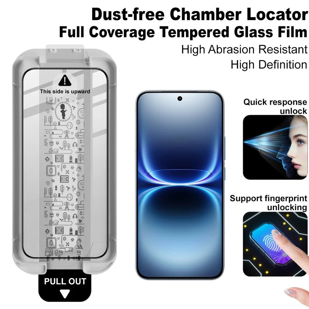 IMAK 3Pcs Tempered Glass For vivo iQOO 15 Ultra 5G Full Screen Protector Full Glue Film with Dust-free Installation Tool (Fingerprint Unlock) - Black - 3