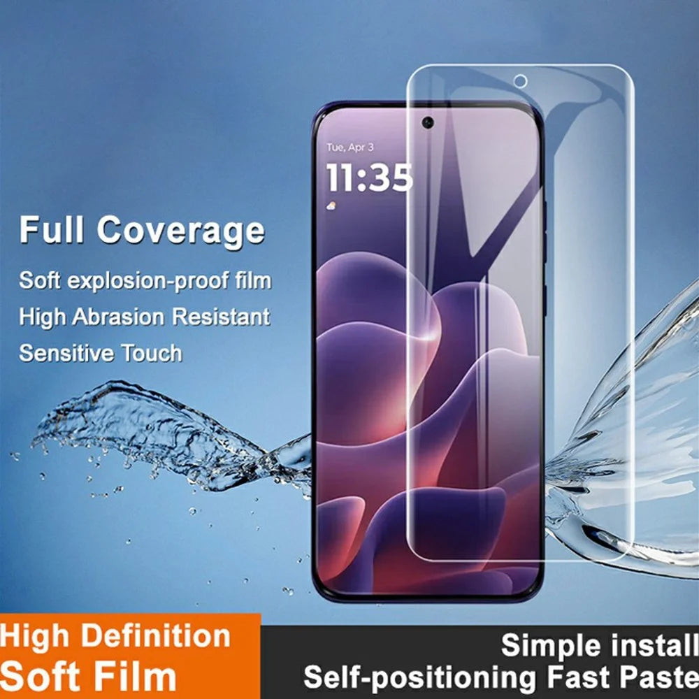 IMAK Hydrogel Film 4th For Motorola Edge 70 Pro 5G / Edge 70 Pro+ 5G / Edge 70 Fusion+ 5G / Edge 70 Fusion 5G Full Screen Protector Ultra Clear Full Glue Soft TPU Film (Fingerprint Unlock) - Transparent - 3
