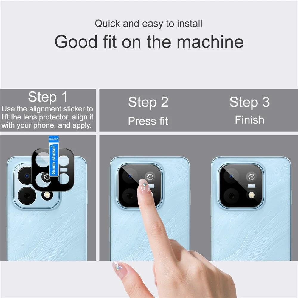 IMAK For Huawei Enjoy 90 Plus Camera Lens Protector Tempered Glass HD Clear Full Cover Lens Film - Black - 4