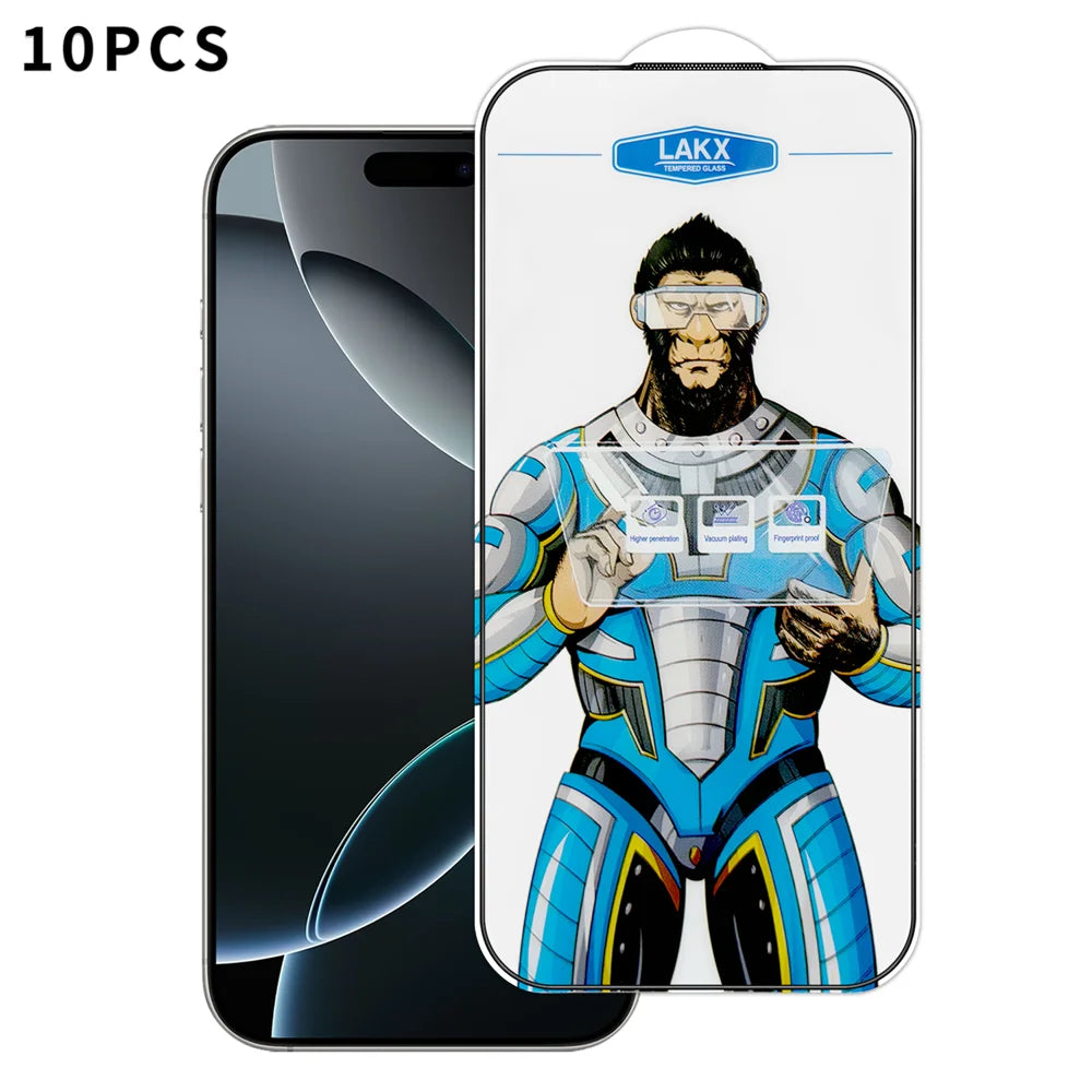 For iPhone 16 Pro 10Pcs High Definition Tempered Glass Anti-fingerprint Anti-static Electroplating Full Screen Protector - Transparent - 1