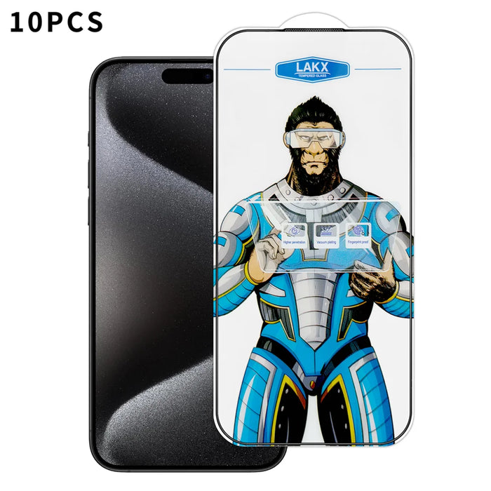 For iPhone 15 Pro 10Pcs High Definition Tempered Glass Anti-fingerprint Anti-static Electroplating Full Screen Protector - Transparent - 1