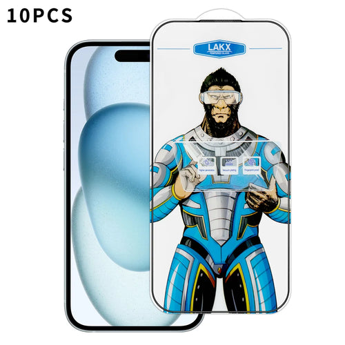 For iPhone 15 10Pcs High Definition Tempered Glass Anti-fingerprint Anti-static Electroplating Full Screen Protector - Transparent - 1