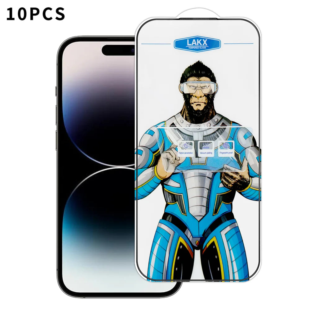For iPhone 14 Pro 10Pcs High Definition Tempered Glass Anti-fingerprint Anti-static Electroplating Full Screen Protector - Transparent - 1