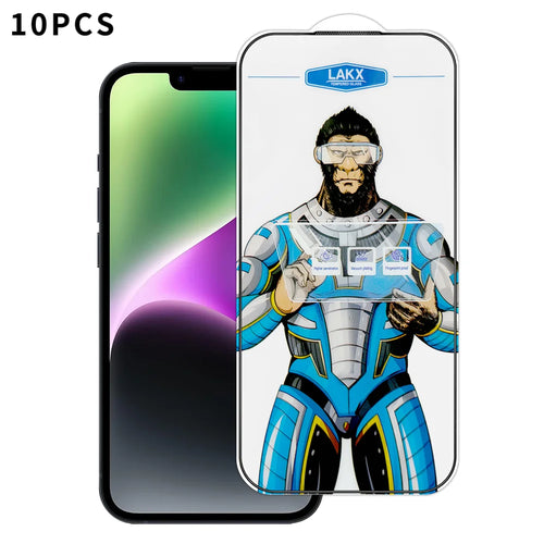 For iPhone 14 10Pcs High Definition Tempered Glass Anti-fingerprint Anti-static Electroplating Full Screen Protector - Transparent - 1