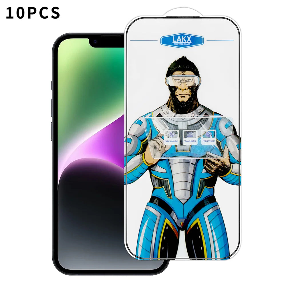 For iPhone 14 10Pcs High Definition Tempered Glass Anti-fingerprint Anti-static Electroplating Full Screen Protector - Transparent - 1