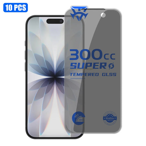 For iPhone 17 10Pcs Tempered Glass Film 300CC Edgeless Anti-static Anti-spy Full Screen Protector - Black - 1