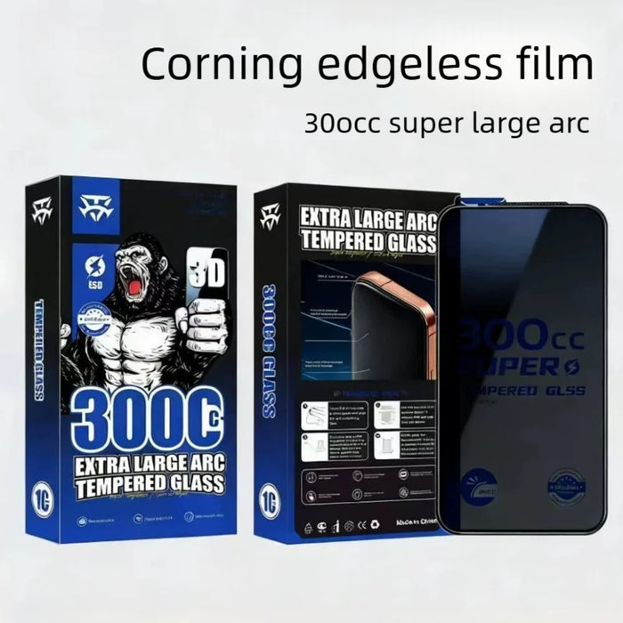 For iPhone 16 Pro Max 10Pcs Tempered Glass Film 300CC Edgeless Anti-static Anti-spy Full Screen Protector - Black - 6