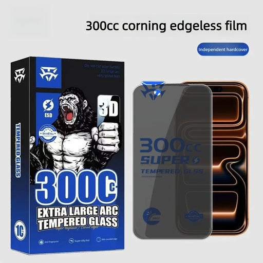 For iPhone 14 Pro 10Pcs Tempered Glass Film 300CC Edgeless Anti-static Anti-spy Full Screen Protector - Black - 2