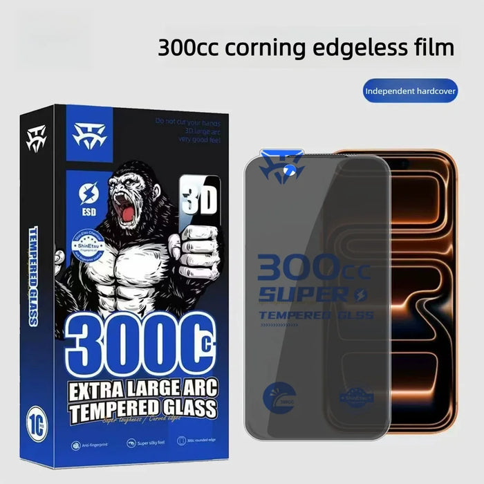For iPhone 13 10Pcs Tempered Glass Film 300CC Edgeless Anti-static Anti-spy Full Screen Protector - Black - 2