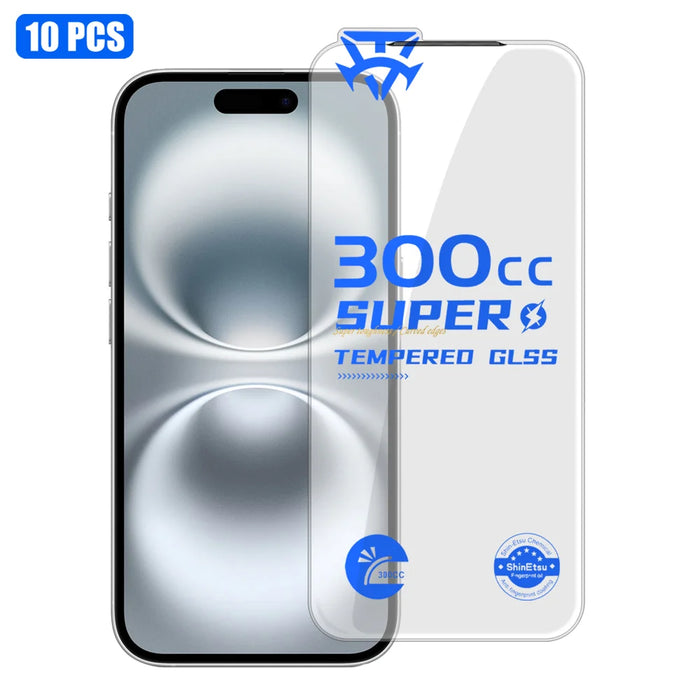 For iPhone 16 10Pcs Tempered Glass Film 9H+ 300CC Edgeless Anti Static HD Full Screen Protector - Transparent - 1