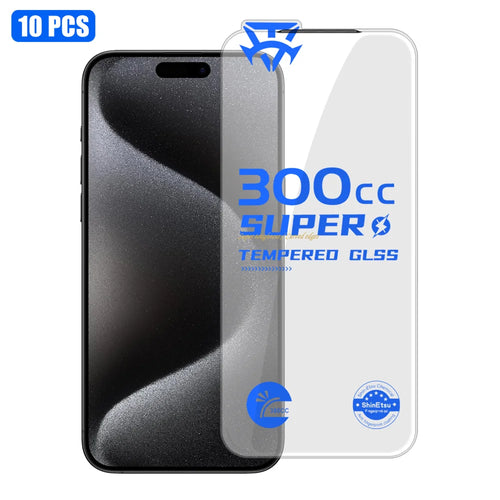 For iPhone 15 Pro 10Pcs Tempered Glass Film 9H+ 300CC Edgeless Anti Static HD Full Screen Protector - Transparent - 1