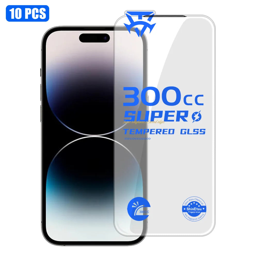 For iPhone 14 Pro 10Pcs Tempered Glass Film 9H+ 300CC Edgeless Anti Static HD Full Screen Protector - Transparent - 1