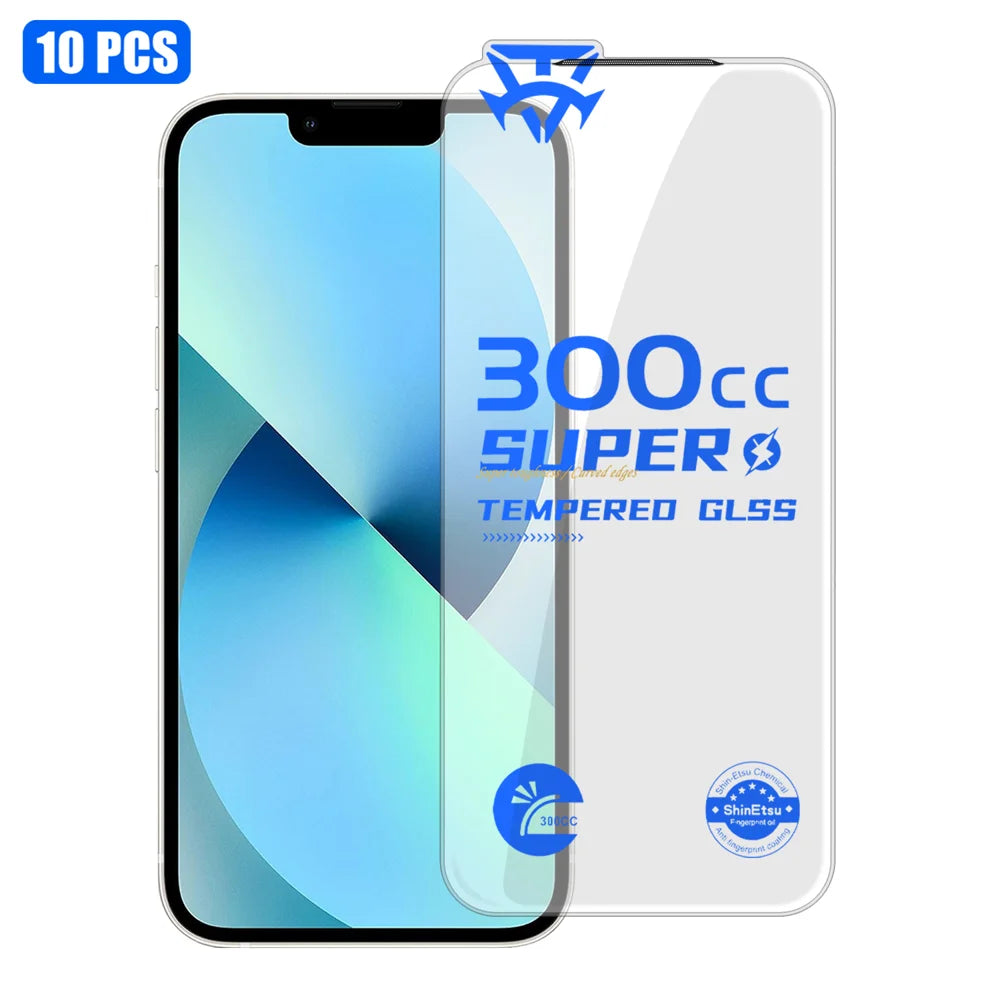 For iPhone 13 10Pcs Tempered Glass Film 9H+ 300CC Edgeless Anti Static HD Full Screen Protector - Transparent - 1