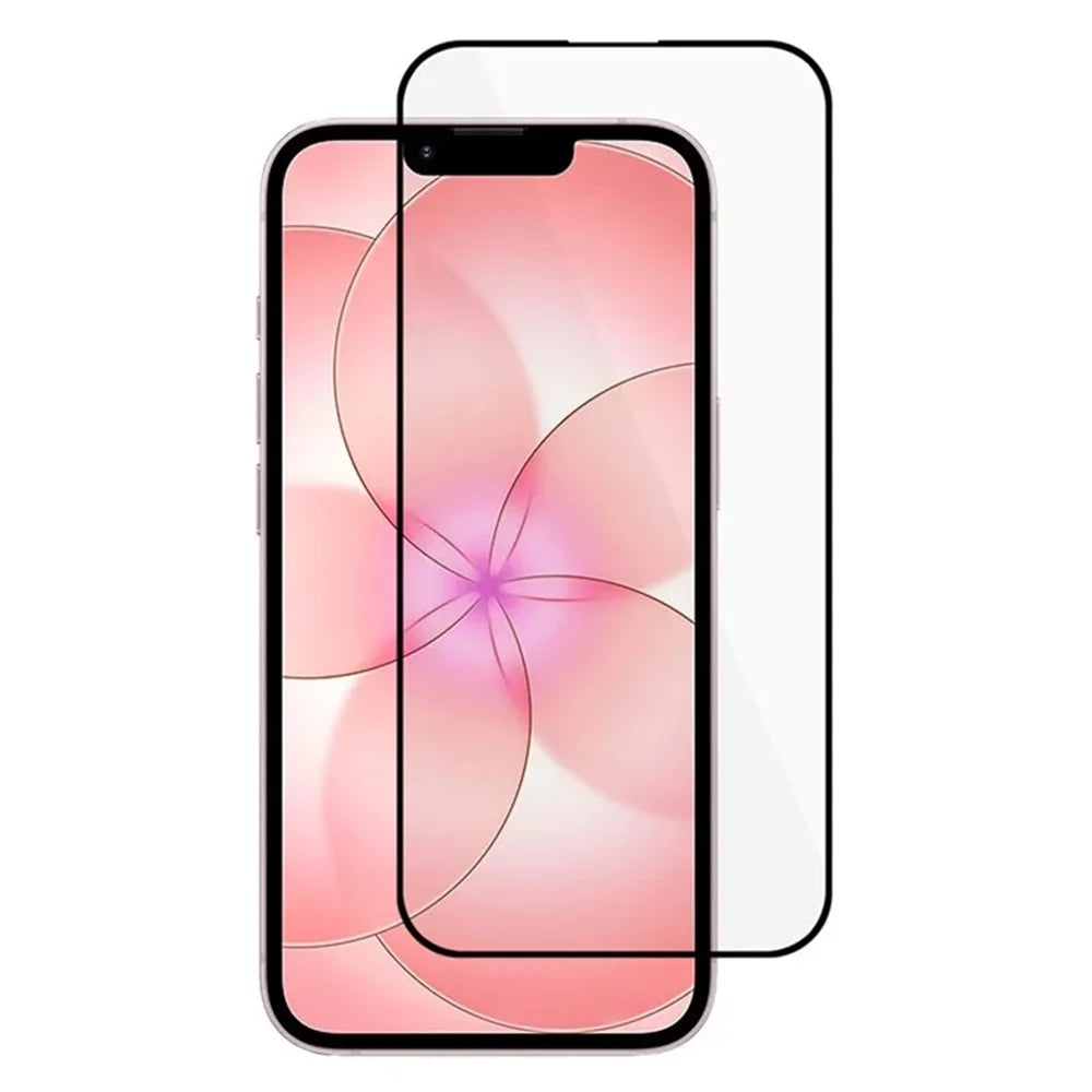 For iPhone 16e / iPhone 17e Tempered Glass Silk Printing Side Glue Full Coverage Screen Protector - Black - 1