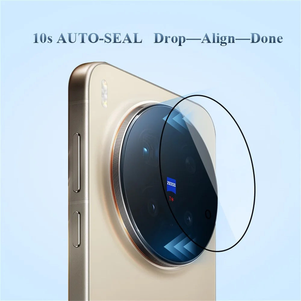 LEREACH for vivo X300 Pro 5G Camera Lens Protector Full Cover High Aluminium-silicon Glass Lens Film with Auto-Align Installation Frame - Transparent with Black Edge - 5