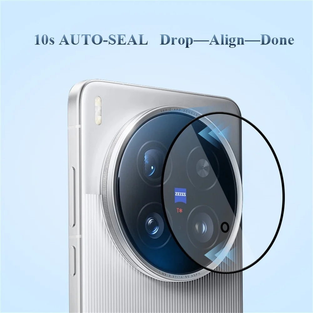 LEREACH for vivo X200 Ultra 5G Camera Lens Protector Full Cover High Aluminium-silicon Glass Lens Film with Auto-Align Installation Frame - Transparent with Black Edge - 6
