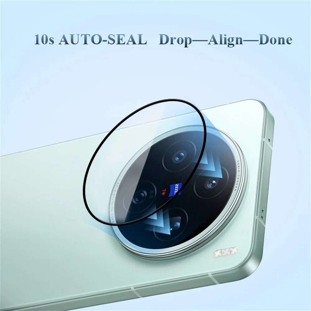 LEREACH 2Pcs for vivo X200s 5G Camera Lens Protector Full Cover High Aluminium-silicon Glass Lens Film with Auto-Align Installation Frame - Transparent with Black Edge - 6