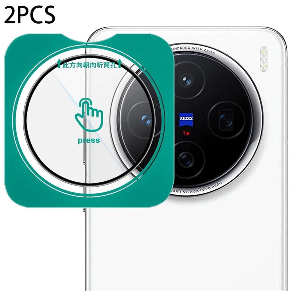 LEREACH 2Pcs for vivo X200 5G Camera Lens Protector Full Cover High Aluminium-silicon Glass Lens Film with Auto-Align Installation Frame - Transparent with Black Edge - 1