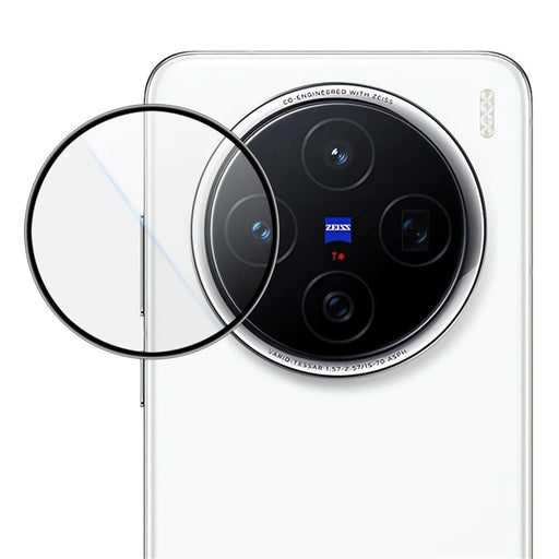 LEREACH 2Pcs for vivo X200 5G Camera Lens Protector Full Cover High Aluminium-silicon Glass Lens Film with Auto-Align Installation Frame - Transparent with Black Edge - 2