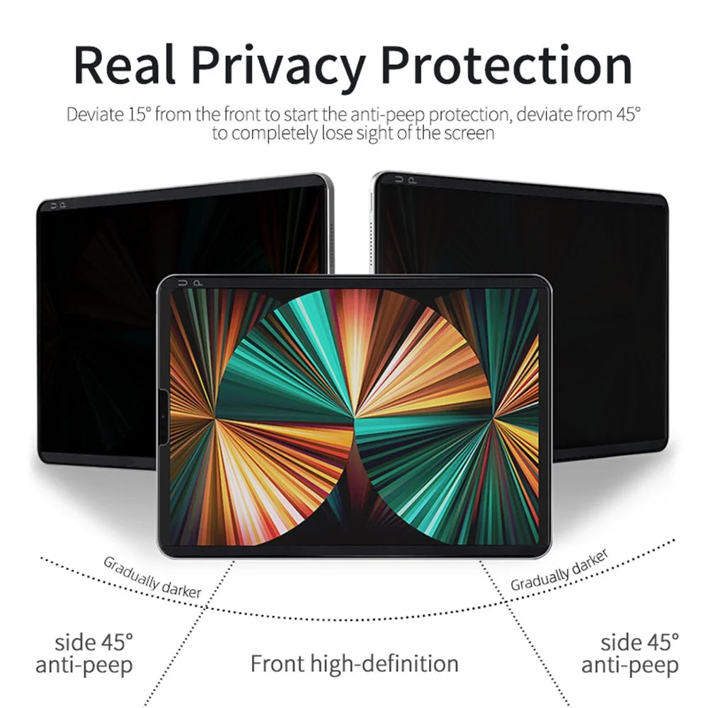 For iPad Air (2020) / (2022) / iPad Pro 11 (2022) / (2021) / (2020) Anti-peep Privacy Protection Screen Protector Magnetic Absorption Anti-glare Full Coverage PET Film - 3
