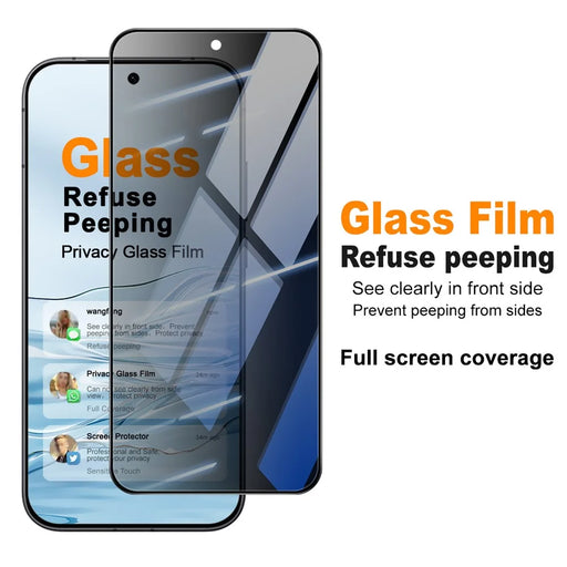 IMAK For vivo iQOO 15R Privacy Screen Protector Anti Peep Full Cover Tempered Glass Film (Fingerprint Unlock) - Black - 2