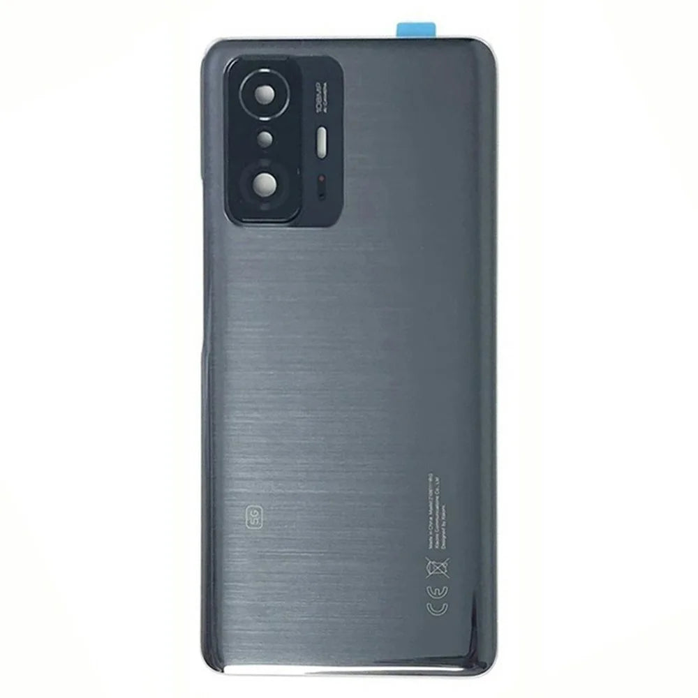 For Xiaomi 11T 5G / 11T Pro 5G Back Battery Housing Cover with Camera Ring Lens Cover Spare Part (Without Logo) - Black - 2
