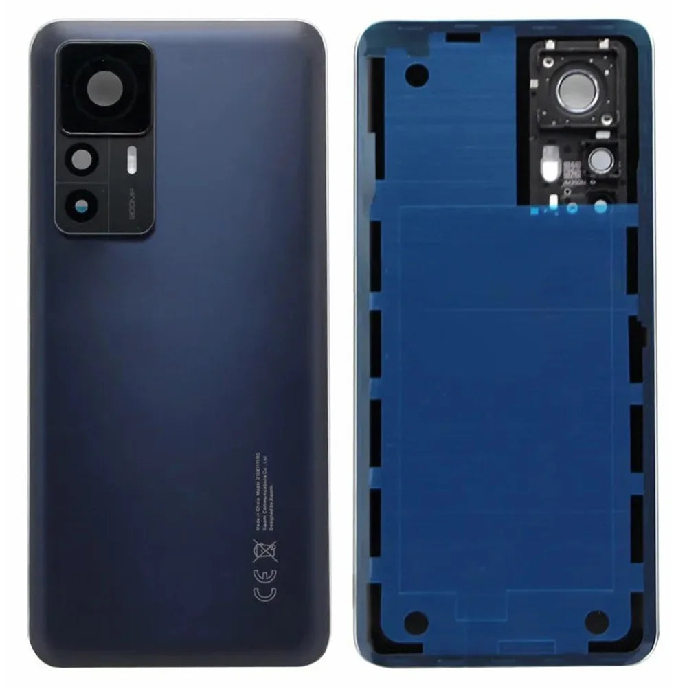 For Xiaomi 12T 5G Back Battery Housing Cover with Camera Ring Lens Cover Spare Part (Without Logo) - Black - 1