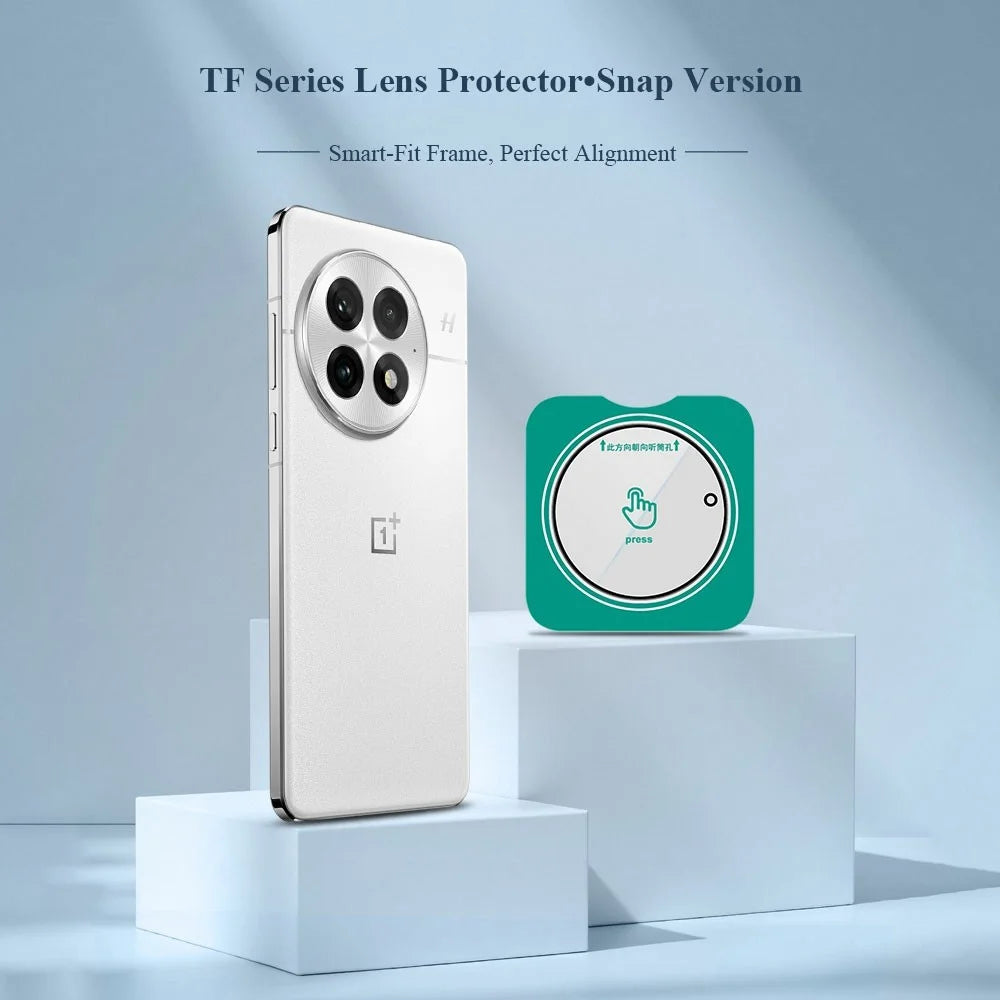 LEREACH 2Pcs for OnePlus 13 Camera Lens Protector Full Cover High Aluminium-silicon Glass Lens Film with Auto-Align Installation Frame - Transparent with Black Edge - 4