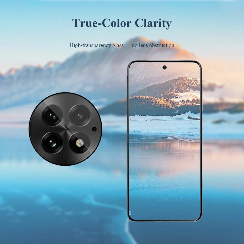 LEREACH 2Pcs for OnePlus 13 Camera Lens Protector Full Cover High Aluminium-silicon Glass Lens Film with Auto-Align Installation Frame - Transparent with Black Edge - 7