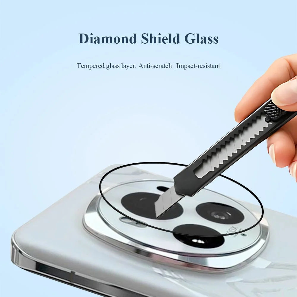 LEREACH For Honor Magic6 5G Camera Lens Protector Full Cover High Aluminium-silicon Glass Lens Film with Auto-Align Installation Frame - Transparent with Black Edge - 5