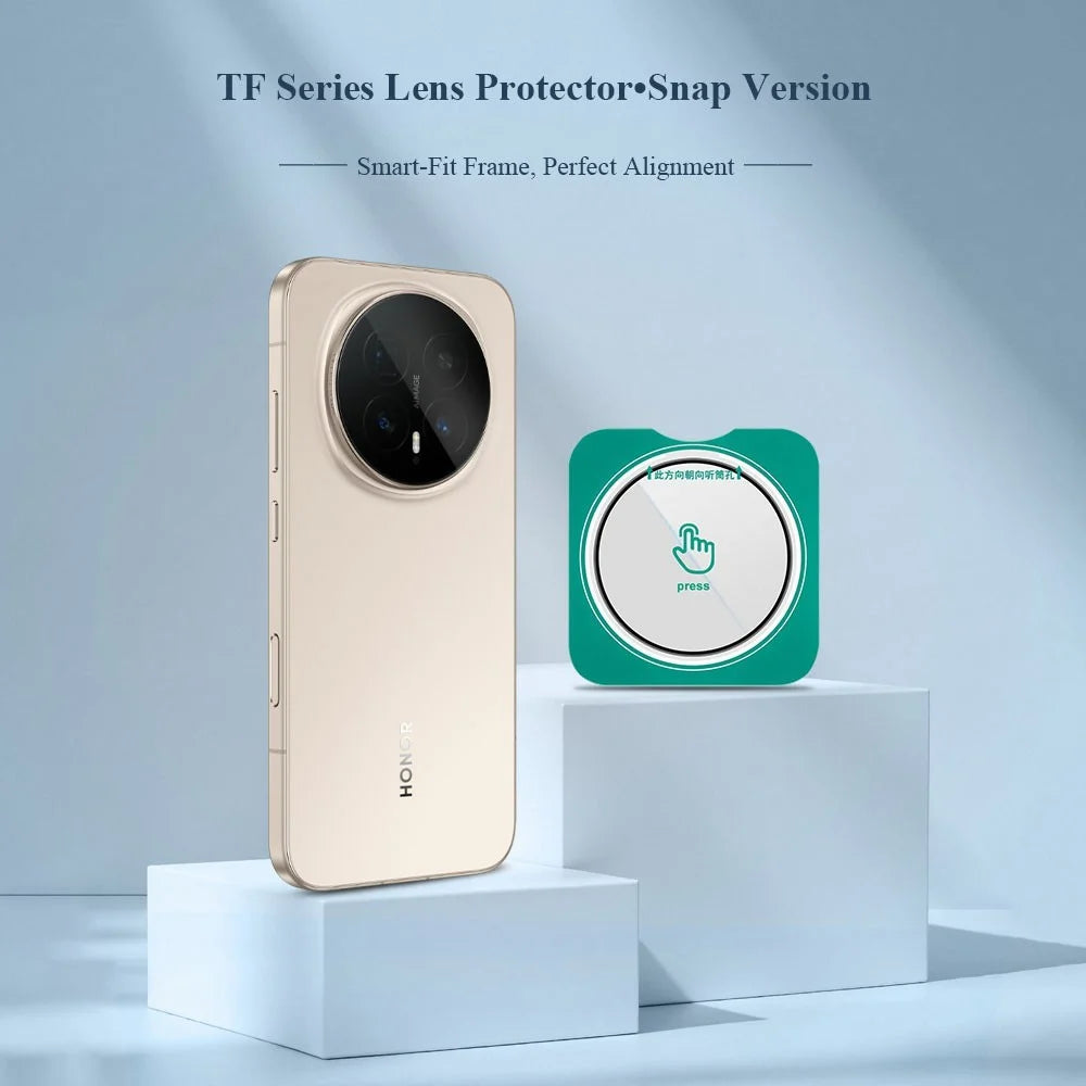 LEREACH 2Pcs for Honor Magic8 5G Camera Lens Protector Tempered Glass Smart-Fit Auto-Align Film - Transparent with Black Edge - 2