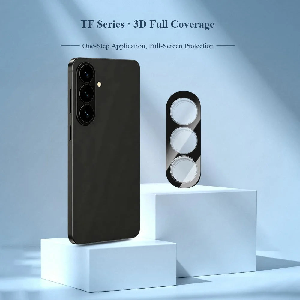 LEREACH 2Pcs for Samsung Galaxy S26 Camera Lens Protector 3D Full Coverage Tempered Glass Acrylic One-Piece Lens Film - Black - 3