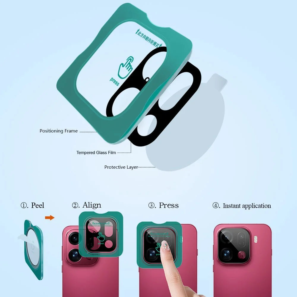 LEREACH 2Pcs For Oppo Find X9 Pro 5G Camera Lens Protector Full Cover High Aluminium-silicon Glass Lens Film with Auto-Align Installation Frame - Black - 6