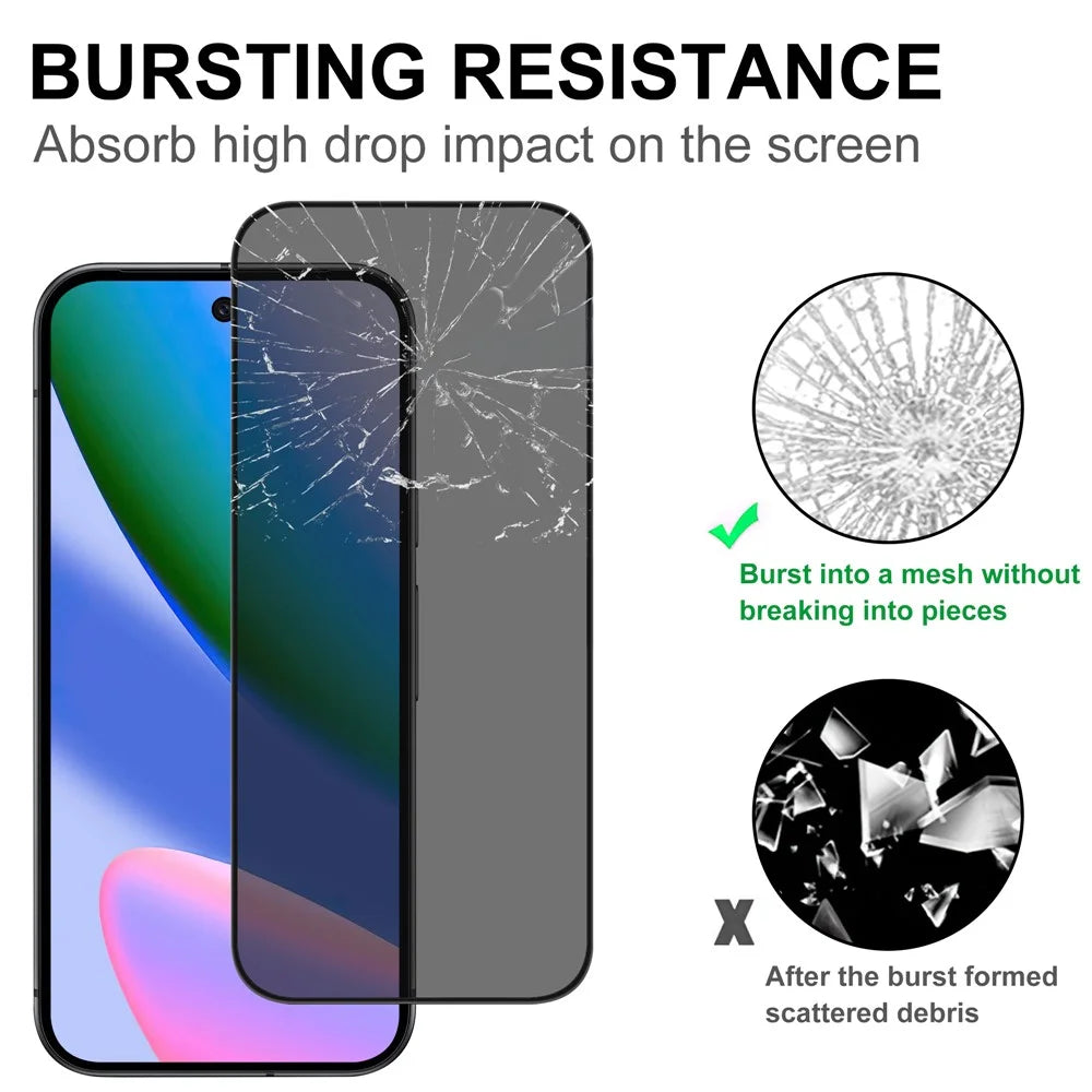 For Google Pixel 10a Tempered Glass Screen Protector 2.5D Arc Edge Anti-Spy Film - 5