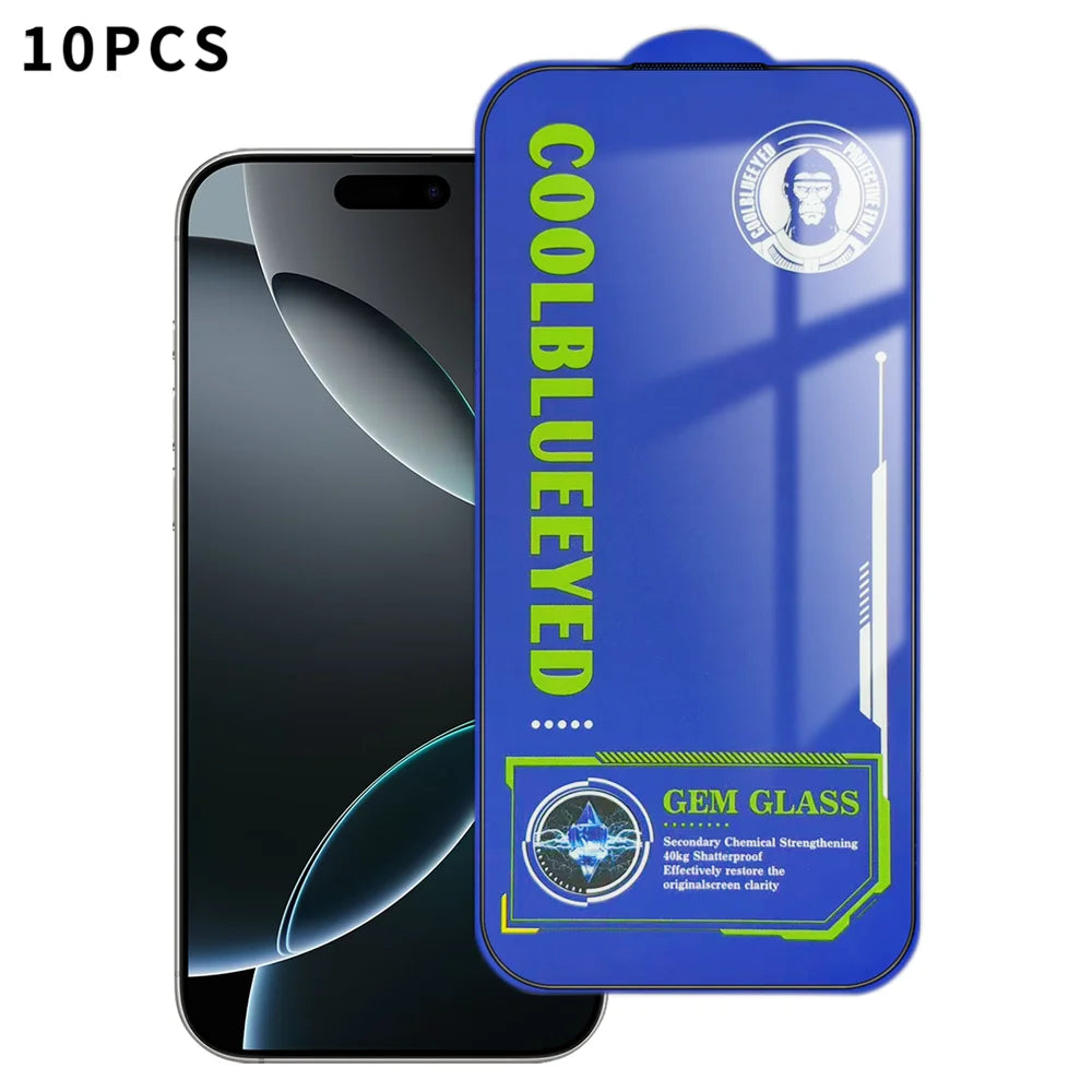For iPhone 16 Pro Max 10Pcs Tempered Glass  Screen Protector 9H Diamond-Level Hardness Anti-fingerprint Film - Transparent - 1