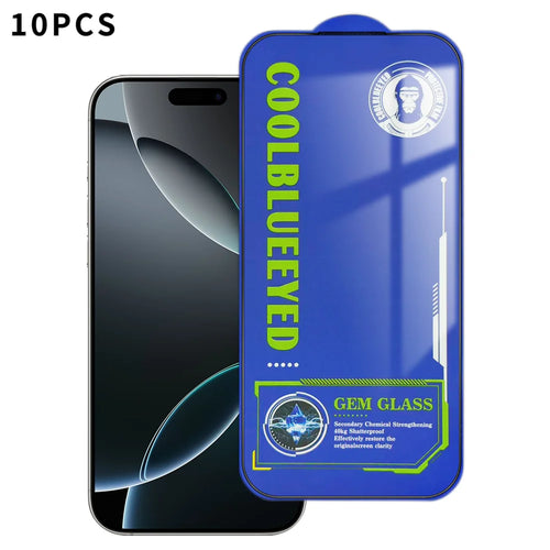 For iPhone 16 Pro Max 10Pcs Tempered Glass  Screen Protector 9H Diamond-Level Hardness Anti-fingerprint Film - Transparent - 1