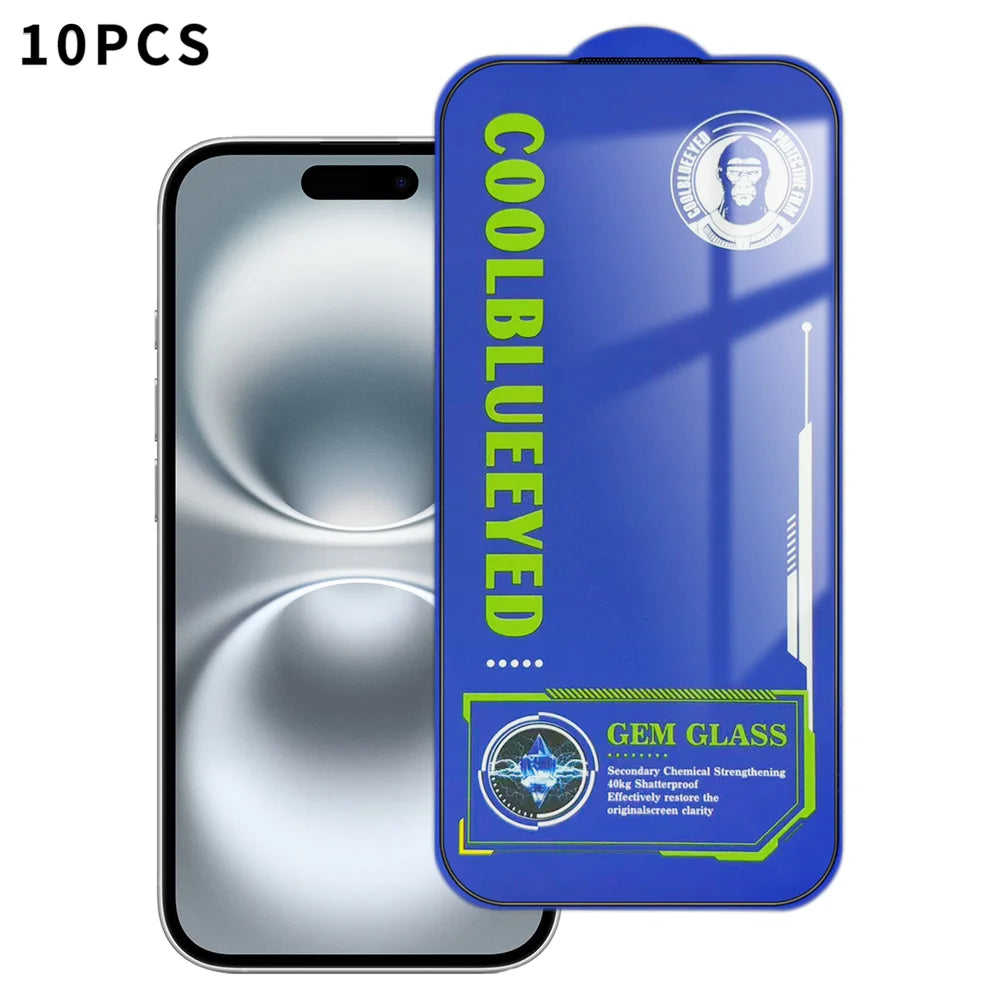 For iPhone 16 10Pcs Tempered Glass  Screen Protector 9H Diamond-Level Hardness Anti-fingerprint Film - Transparent - 1