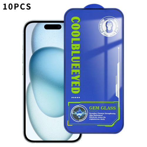 For iPhone 15 10Pcs Tempered Glass  Screen Protector 9H Diamond-Level Hardness Anti-fingerprint Film - Transparent - 1