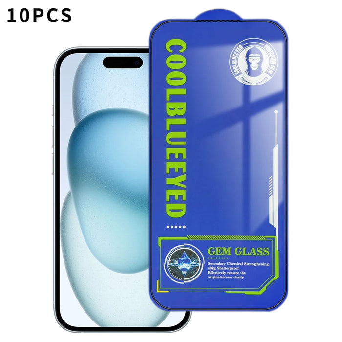 For iPhone 15 10Pcs Tempered Glass  Screen Protector 9H Diamond-Level Hardness Anti-fingerprint Film - Transparent - 1
